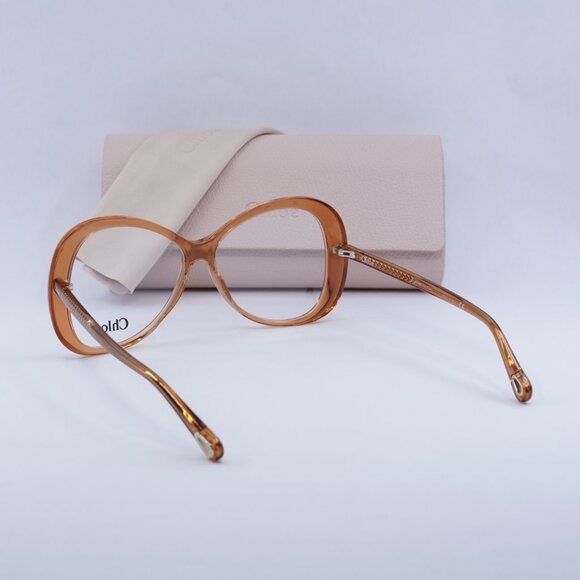Chloe CH0011O 001 Eyeglasses Transparent Orange 56mm Butterfly Frame - Picture 12 of 13